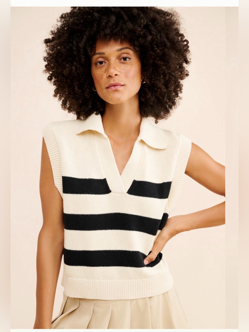 NWT Velvet by Graham & Spencer Mariette Collared Popover Vest Cotton/Cashmere,S